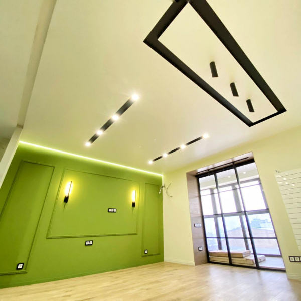 Фото тканевого натяжного потолка с технологией SLOTT
